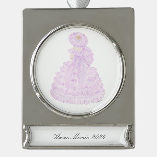 ラヴァンダーアザレアトレイルメイドウォーター色 シルバープレートバナーオーナメント (正面)