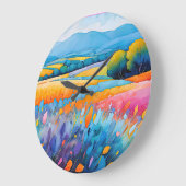 「ラヴァンドセレニテ」。ワイド・ランドスケープ・プロヴァンス ラージ壁時計 (傾斜)