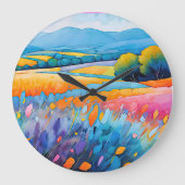 「ラヴァンドセレニテ」。ワイド・ランドスケープ・プロヴァンス ラージ壁時計 (正面)