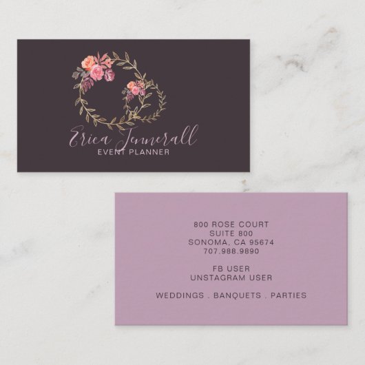 ラヴァンドルグレイフローラリース開花イベントプランナー 名刺 (正面/裏面)