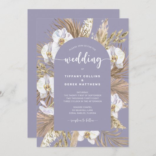 ラヴァンドルパンパスグラスアーチ結婚式招待状 招待状 (正面/裏面)