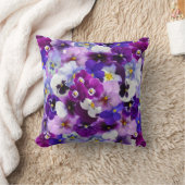 ラヴァンドルホワイト、パープルパンジーフローラ枕 クッション (ブランケット)