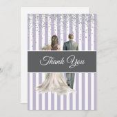 ラヴァンドール&ホワイトストライプブライダルシャワー サンキューカード (正面/裏面)