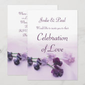 ラヴィなライラックとパープルの花の結婚式招待状 招待状 (正面/裏面)