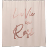 ラヴィアンバラフランスの引用文バラ金ゴールドピンク シャワーカーテン (正面)