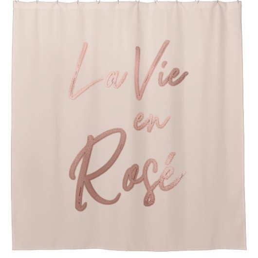 ラヴィアンバラフランスの引用文バラ金ゴールドピンク シャワーカーテン (正面)