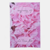 ラヴィエンバラピンクカーネーション キッチンタオル (縦)