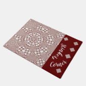 ラヴィシュオンステラージャンハムレッドホワイトドッグキャットペット ドアマット (アングル)