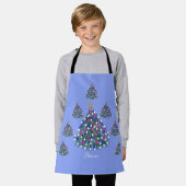 ラヴィシュオンブルーパープルピンクホワイトクリスマスツリー エプロン (着用した状態)