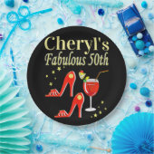 ラヴィッシングレッド50th誕生日DIVAデザイン ペーパープレート (パーティー)