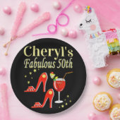 ラヴィッシングレッド50th誕生日DIVAデザイン ペーパープレート (パーティー)