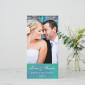 ラヴィッシング/ティール(緑がかった色)グリーンウォーター結婚カラー感謝していズ サンキューカード (スタンド正面)