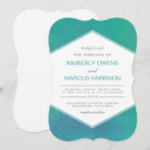 ラヴィッシング |ティール（緑がかった色）グリーンウォーター結婚カラー 招待状 (正面/裏面)