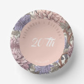 ラヴィー甘い紫とピンクの上品なフローラ誕生日 ペーパーボウル (正面)