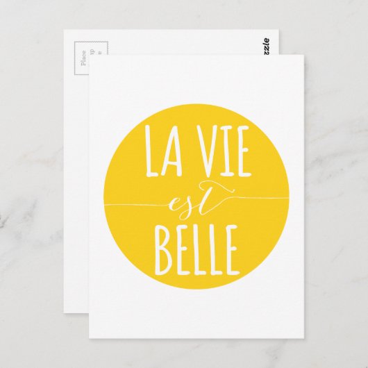 ラヴィ・エスト・ベル、人生は美しい、フランスの引用文 ポストカード (正面/裏面)