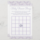 ラヴェナーレース女の子ベビーシャワービンゴカード (正面/裏面)