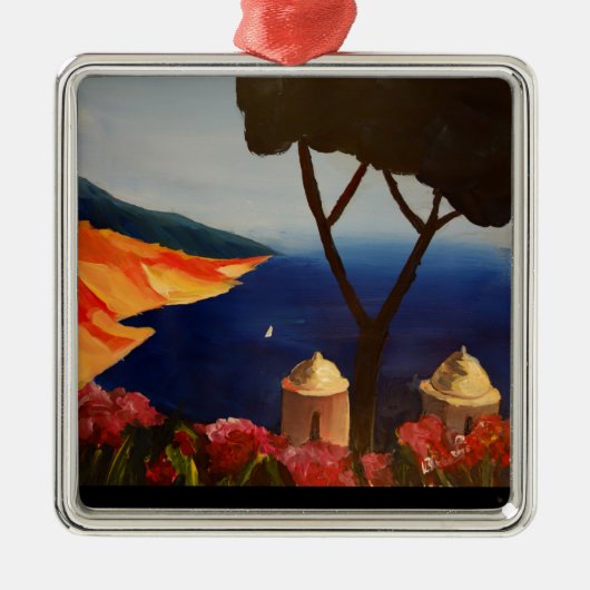 ラヴェロサレルノイタリアビューオブアマルフィコースト メタルオーナメント (正面)