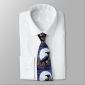 ラヴェンお洒落ムーンフローラ白黒ブルー ネクタイ (タイ)