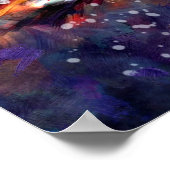 ラヴェンお洒落ムーンフローラ白黒ブルー ポスター (角)