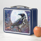 ラヴェンお洒落ムーンフローラ白黒ブルー メタルランチボックス (インサイチュ)