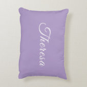 ラヴェンとホワイトポルカドットパーソナライズされたアクセント枕 アクセントクッション (裏面(縦))