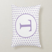 ラヴェンとホワイトポルカドットパーソナライズされたアクセント枕 アクセントクッション (正面(垂直))