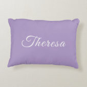 ラヴェンとホワイトポルカドットパーソナライズされたアクセント枕 アクセントクッション (裏面)