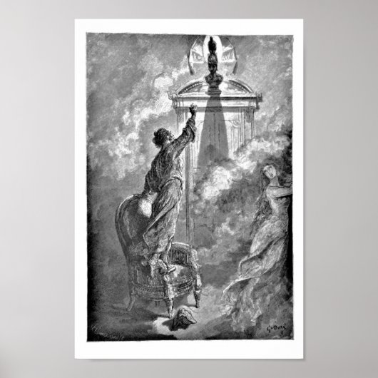 ラヴェンオンバストエドガーアランポーイラストレーション ポスター (正面)