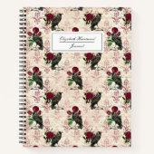 ラヴェンスとバラパーソナライズされたヴィンテージゴシック ノートブック (正面)