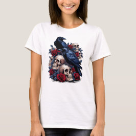 ラヴェンスとバラ:ゴシックスカルデザイン Tシャツ