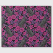 ラヴェンスとピンクのバラ ラッピングペーパー (フラット)