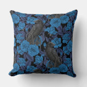 ラヴェンスとブルーのバラ クッション (正面)