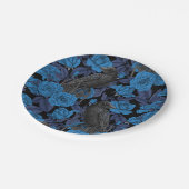 ラヴェンスとブルーのバラ ペーパープレート (アングル)