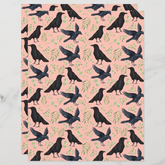 ラヴェンスゴシックハロウィーンスクラップブック紙インオレンジ (正面/裏面)