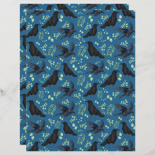 ラヴェンスゴシックハロウィーンスクラップブック紙インブルー (正面/裏面)