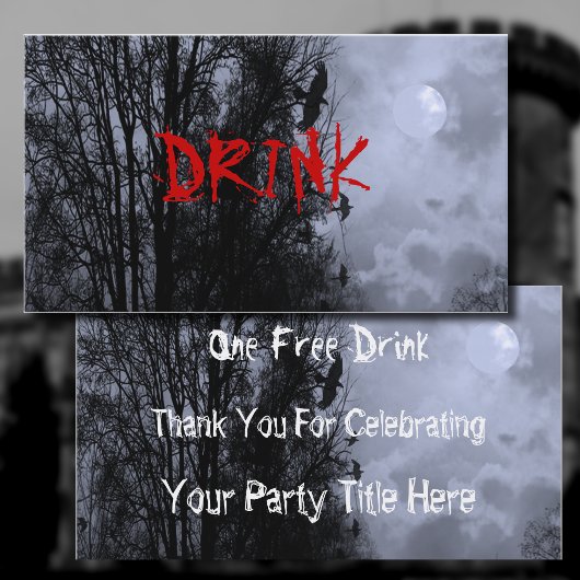 ラヴェンス幽霊のよく出るズブルーミストドリンク付きムーンチケット 名刺