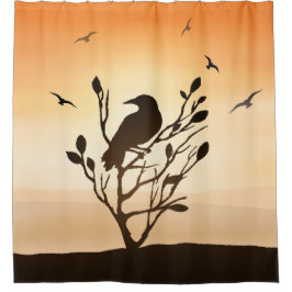 ラヴェンズアットサンセットシャワーカーテンホームデコール シャワーカーテン