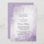 ラヴェンドガールファースト誕生日アンドバプテスマ招待状 招待状 (正面/裏面)