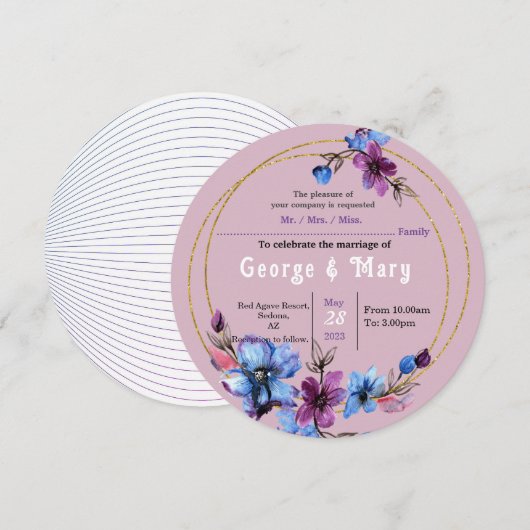 ラヴェンドラサークル結婚式招待状 招待状 (正面/裏面)