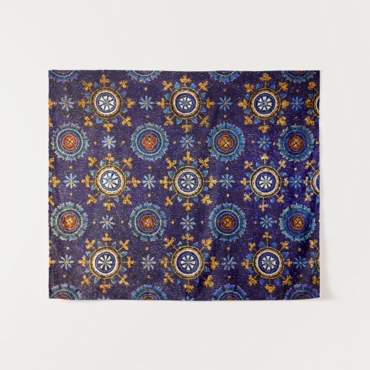 ラヴェンナのビザンティン モザイク、星、青い星空 タペストリー (正面(横))