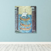 ラヴェンナ港に入港する船3隻 キャンバスプリント (インサイチュ (ウッドフロア))