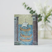 ラヴェンナ港に入港する船3隻 ポストカード (スタンド正面)