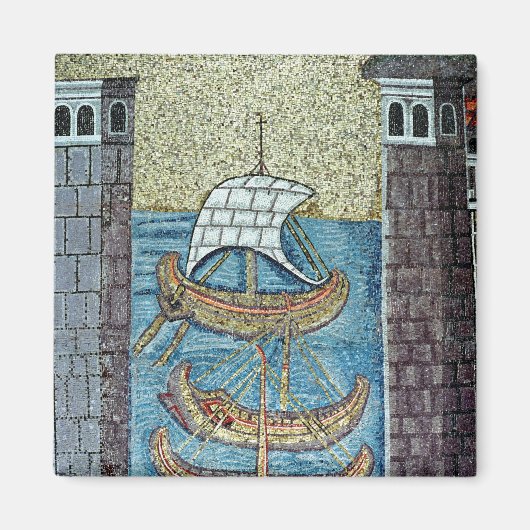 ラヴェンナ港に入港する船3隻 マグネット (正面)