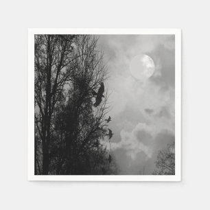 ラヴェン幽霊のよく出るスハロウィンナプキンで月 スタンダードカクテルナプキン