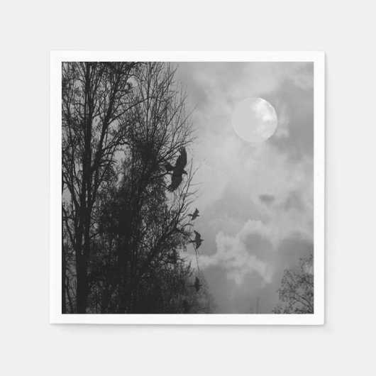 ラヴェン幽霊のよく出るスハロウィンナプキンで月 スタンダードカクテルナプキン (正面)