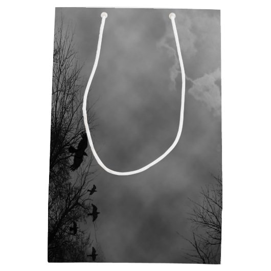 ラヴェン幽霊のよく出るズパーティーの好意ボックスとハロウィーンスカイ ミディアムペーパーバッグ (裏面)