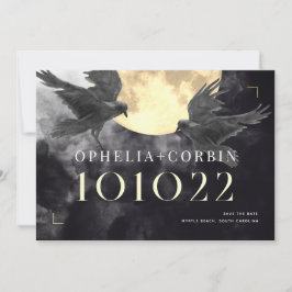 ラヴェン & ゴールデン ムーン ゴシック ウェディング セーブザデート