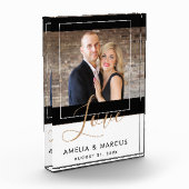 ラヴエレガントィスクリプト新郎結婚の形見 フォトブロック (左)