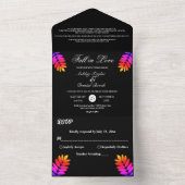 ラヴエレガントィズの白黒グロー秋結婚 オールインワン招待状 (内側)