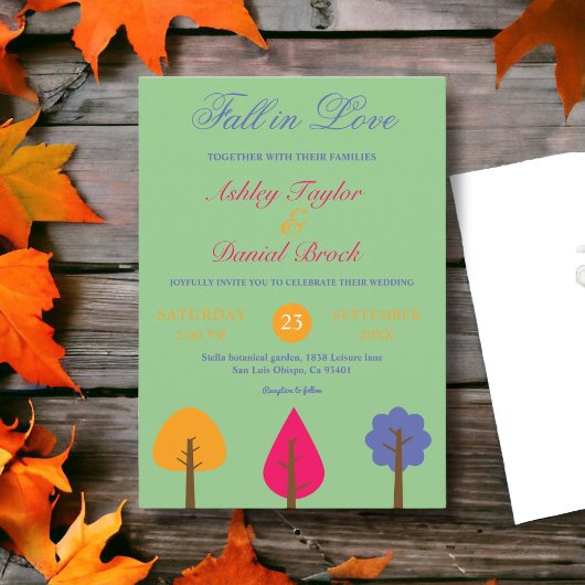 ラヴエレガントカラフルサージュの素朴結婚秋 招待状